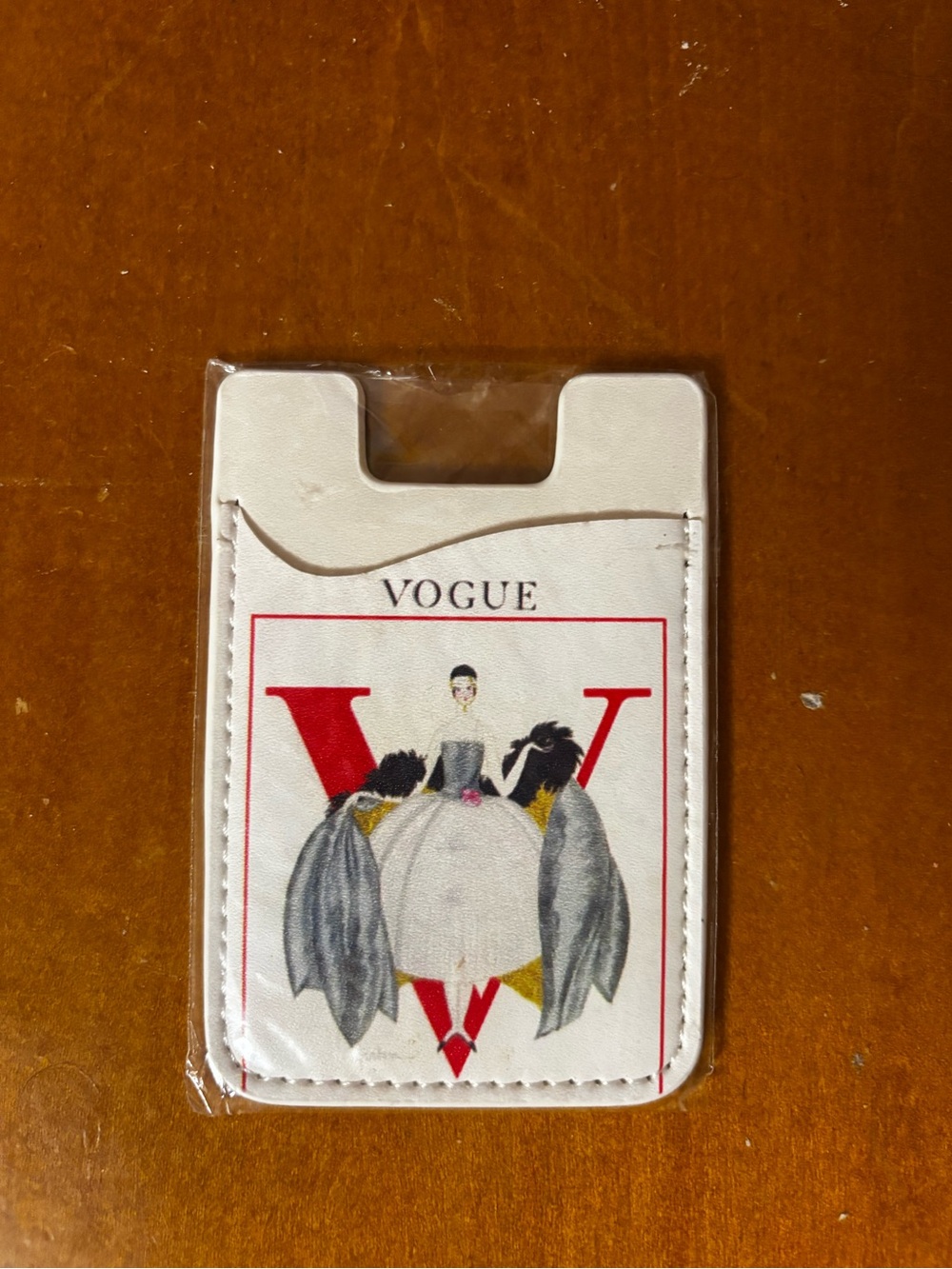 Vogue White Card Sleeve with Red V and Fashion Illustration